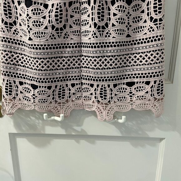 NANETE LEPORE Lace Overlay Mini Dress in Blush Pink/Black, Size 4 EUC - Picture 5 of 6